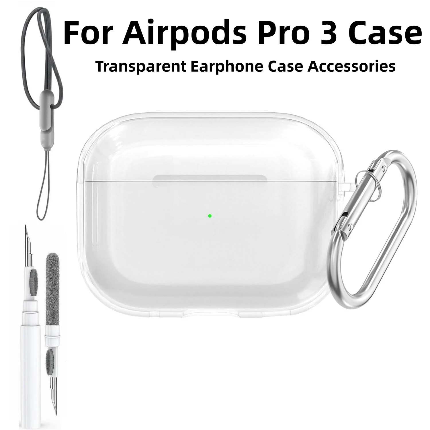 Étui pour Airpods Pro 3, accessoires pour écouteurs, étui de protection Transparent antichoc avec Kit de nettoyage, porte-clés pour Airpods Pro 3