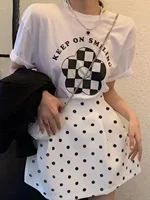 Victorian Sle Polka Dot Puffy  Skirt High Waist Midi Skirts White Flower Bloom f-length Women's Faion Summer 2024 - Image 3