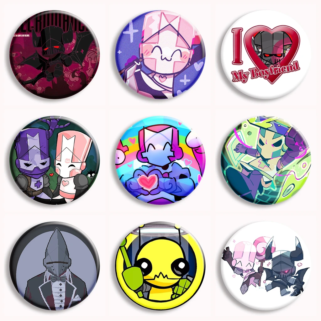 Castle Crashers Game Soft Button Pin Red Green Yellow Blue Four Knights Anime Brooches Badge Backpack Jewelry Accessories Gifts
