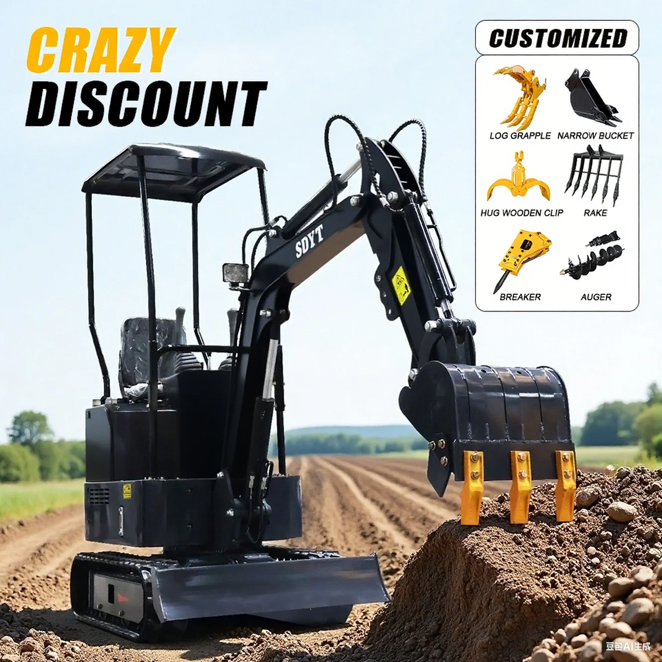 تسليم سريع حفارة صغيرة مخصصة 1.5 1.8 طن محرك المسار حفارة صغيرة كفاءة عالية وسهلة التشغيل