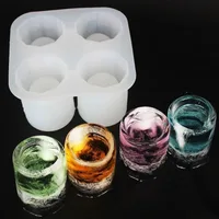 Silicone Ice Cube Mold 4-Hole Round Cup Shape Ice Block Maker for Whiskey Beer Creative Kitchen Bar Essential 3