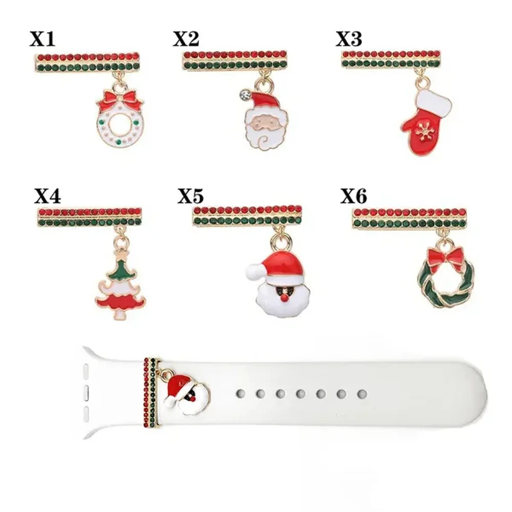 Anello decorativo per Apple Watch Band Serie 10 9 7 6 se 8 Cinturino in silicone Decorazione natalizia correa Galaxy watch 4 5 Pro 6 7