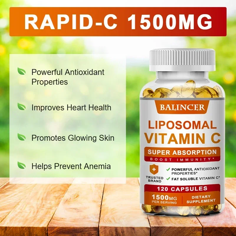 Organic Liposomal Vitamin C Capsules Replenish Antioxidants for Radiant Skin and Promote Overall Immune System Health