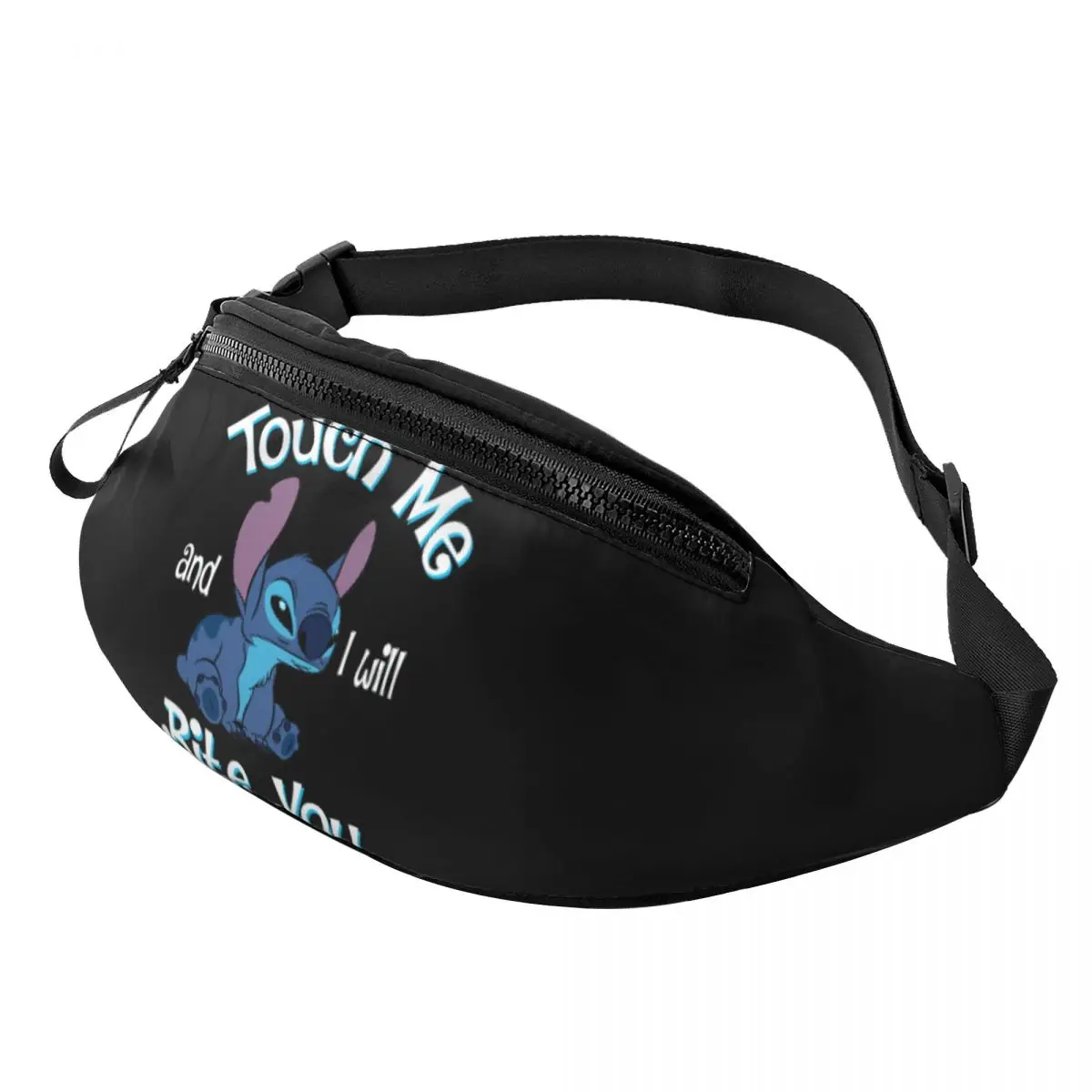 Ponto personalizado Anime Fanny Pack para homens e mulheres, Bolsa de cintura crossbody, Bolsa de dinheiro do telefone, Cool Touch Me, Eu vou te mordida bolsa