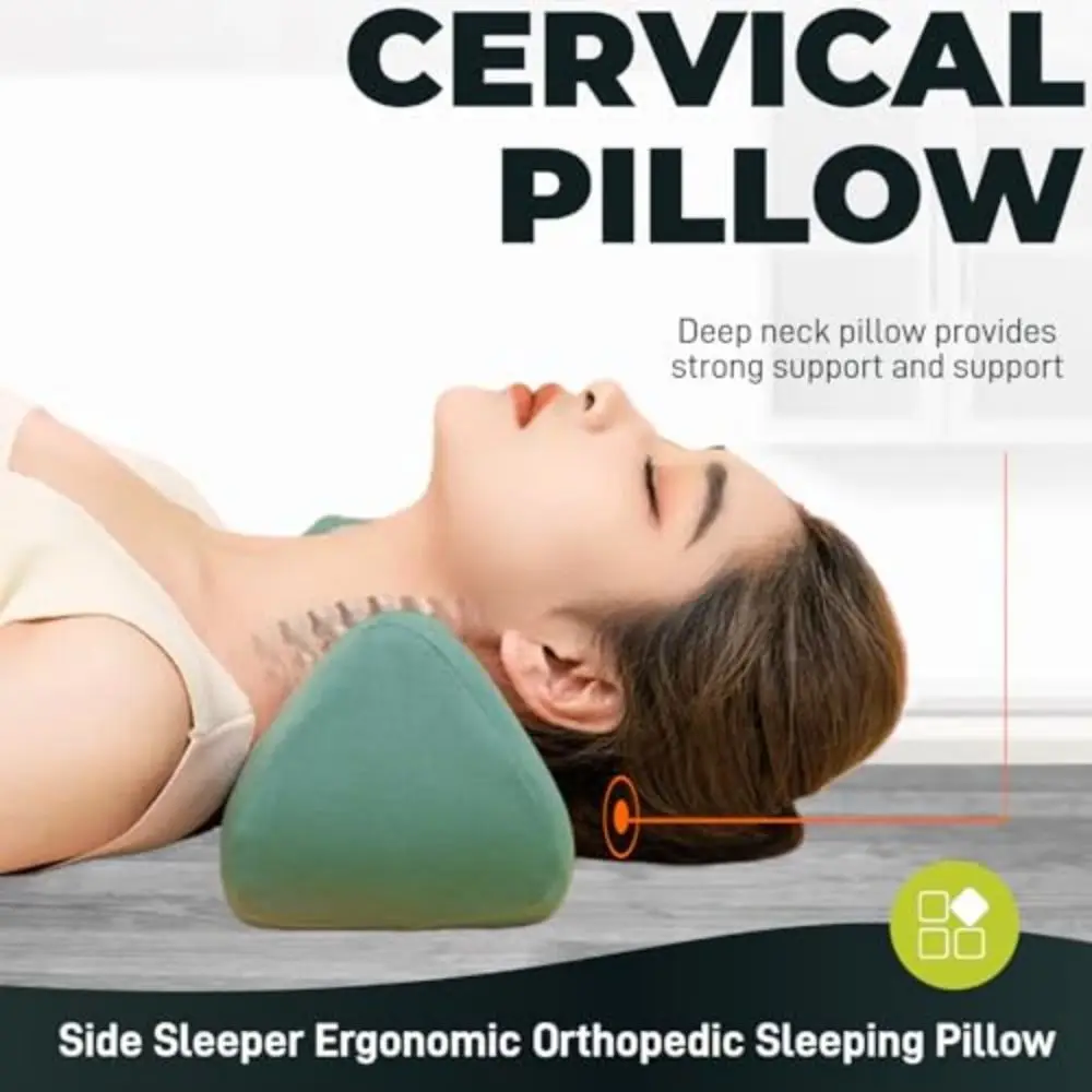 Ergonomic Neck Support Pillow Multi-Purpose Memory Foam Therapeutic Cushion with Removable Cover Curved Design Sleeping Pillow