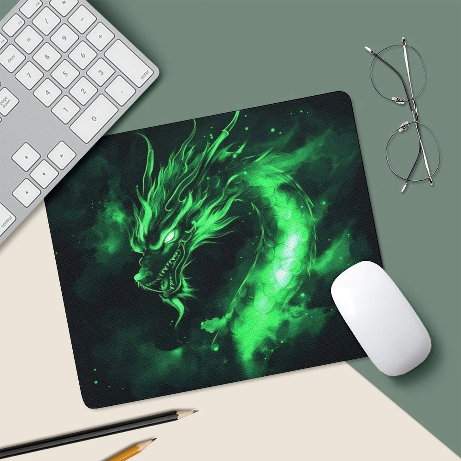 

The green dragon designed mouse pad is a fashionable, anti-slip and small-sized office gaming computer accessory