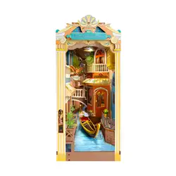 Robotime Rolife Romantic Venice Book Nook Home Decoration Shelf Insert Kit 3D Wooden Toys Great Gifts for Wife Girls Kids