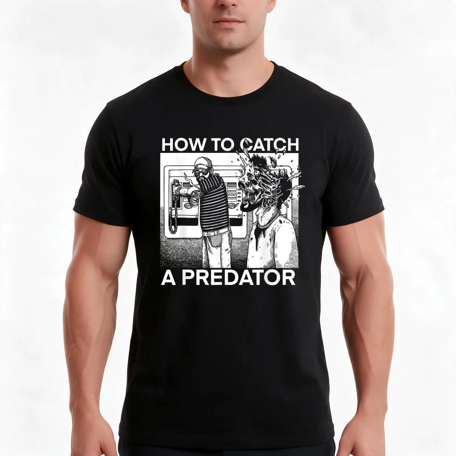 How To Catch A Predator T-Shirt Summer Casual Cotton Tee Oversized Streetwear Tops Vintage Graphic Print Unisex Men Women