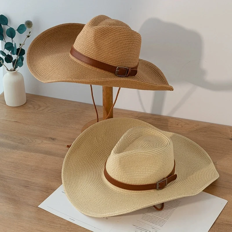 Men's Summer Beach Hat, Sun Hat, Casual and Versatile, Hand-Woven Cowboy Hat, Outdoor Sun Protection, Fishing Straw Hat