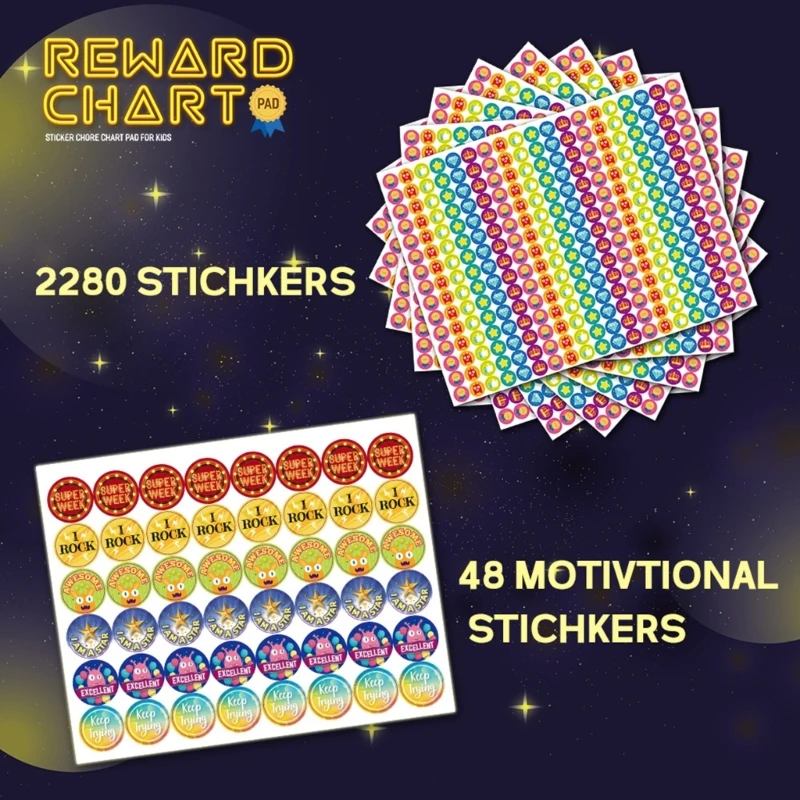 Magnetic Reward Chart for Kids, with 2328 Stickers Motivate Responsibility & Good Habits, Encourages Good Behaviour