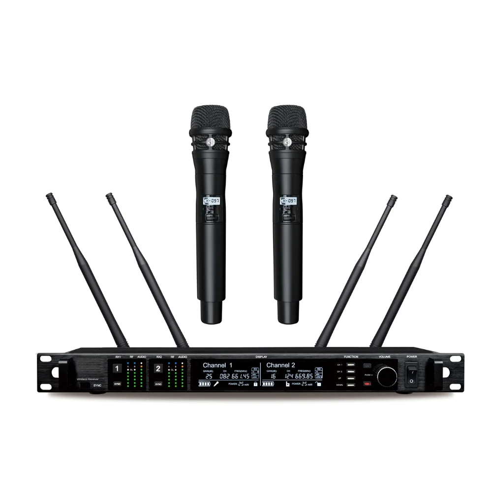 Microfone Sem Fio Profissional Digital AD4D de 2 Canais UHF com Diversidade Verdadeira e KSM8 para Performance