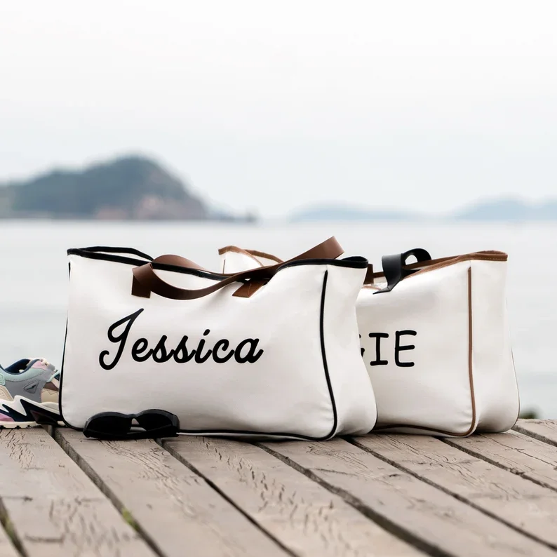 Personalized Canvas Tote Bag for Women Bridesmaid Custom Bag Wedding Party White Bride to Be Gifts Customized Mrs Bags