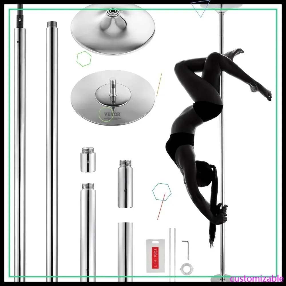 45mm Stainless Steel Dancing Pole, Adjustable Height Spinning Static Fitness Pole for Home Gym Exercise