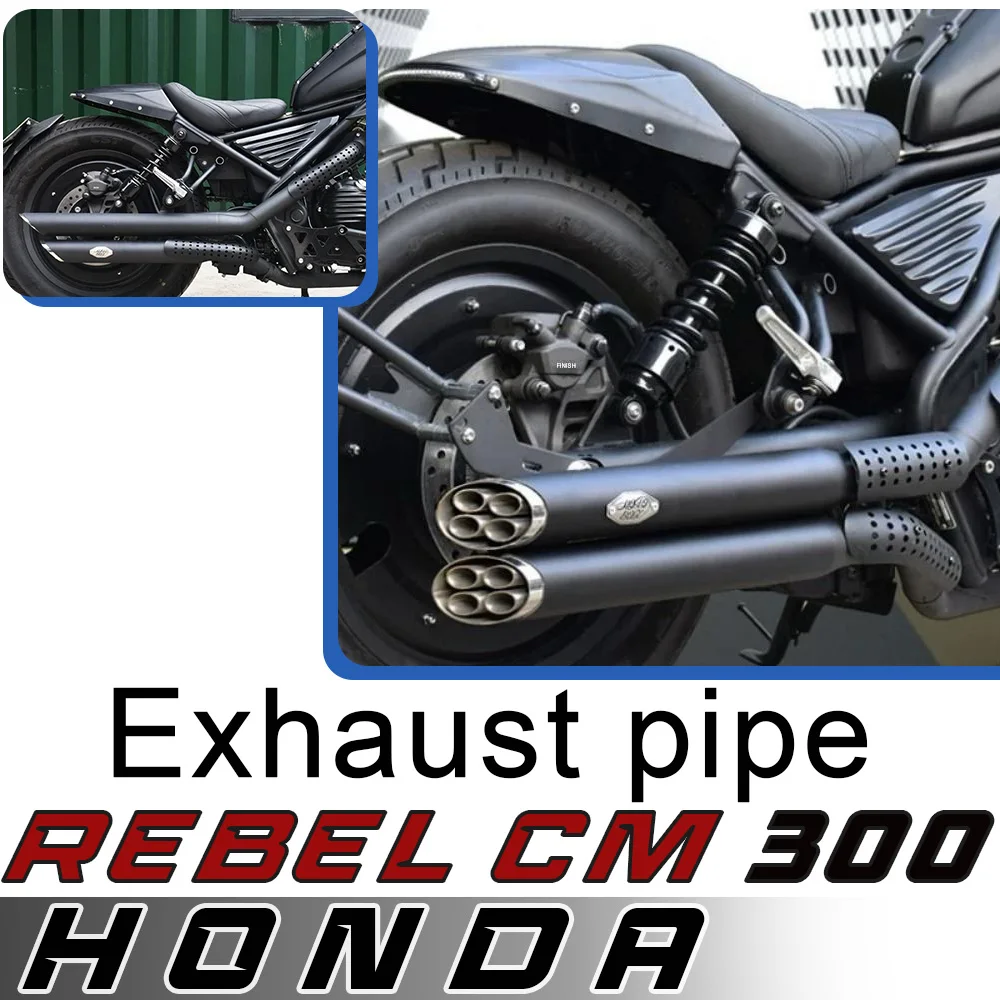 

For HONDA Rebel CM300 modified VH single-sided dual exhaust pipe right side eight-hole exhaust sound low muffler can be removed