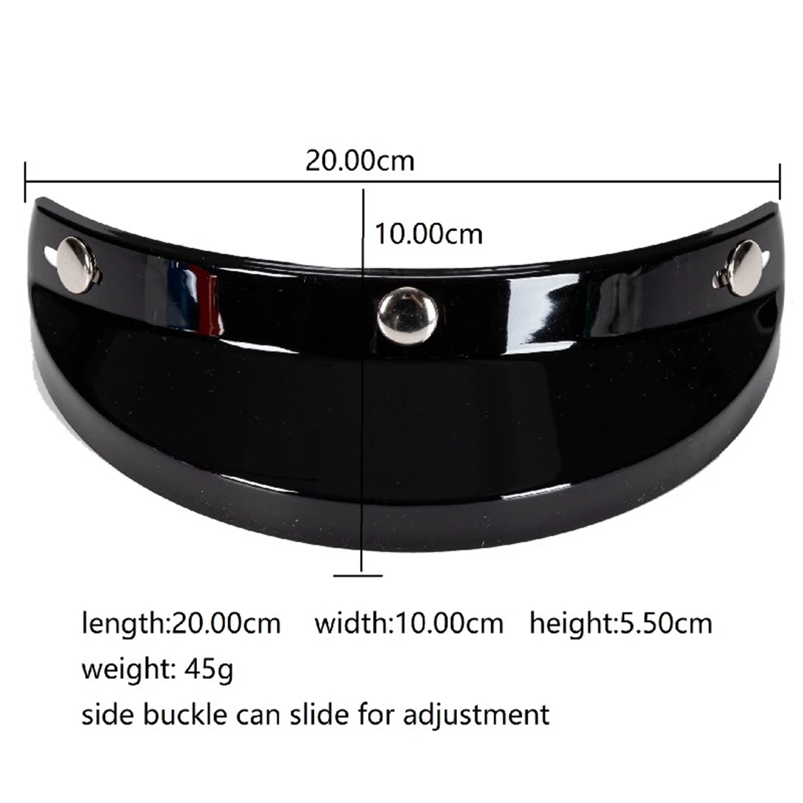 Motorcycle 3 Snap-Button Visor Flip Up Down Open Face Helmet Wind Shield Universal