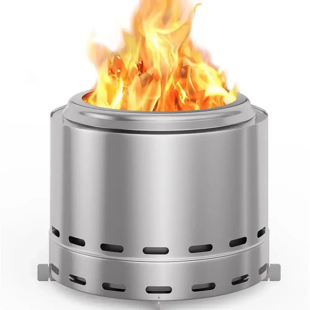 Portable Outdoor Wood Burning Fire Pit with Stand and Bag, Easy Clean, Removable Ash Pan, Ideal for Camping and Patio Use