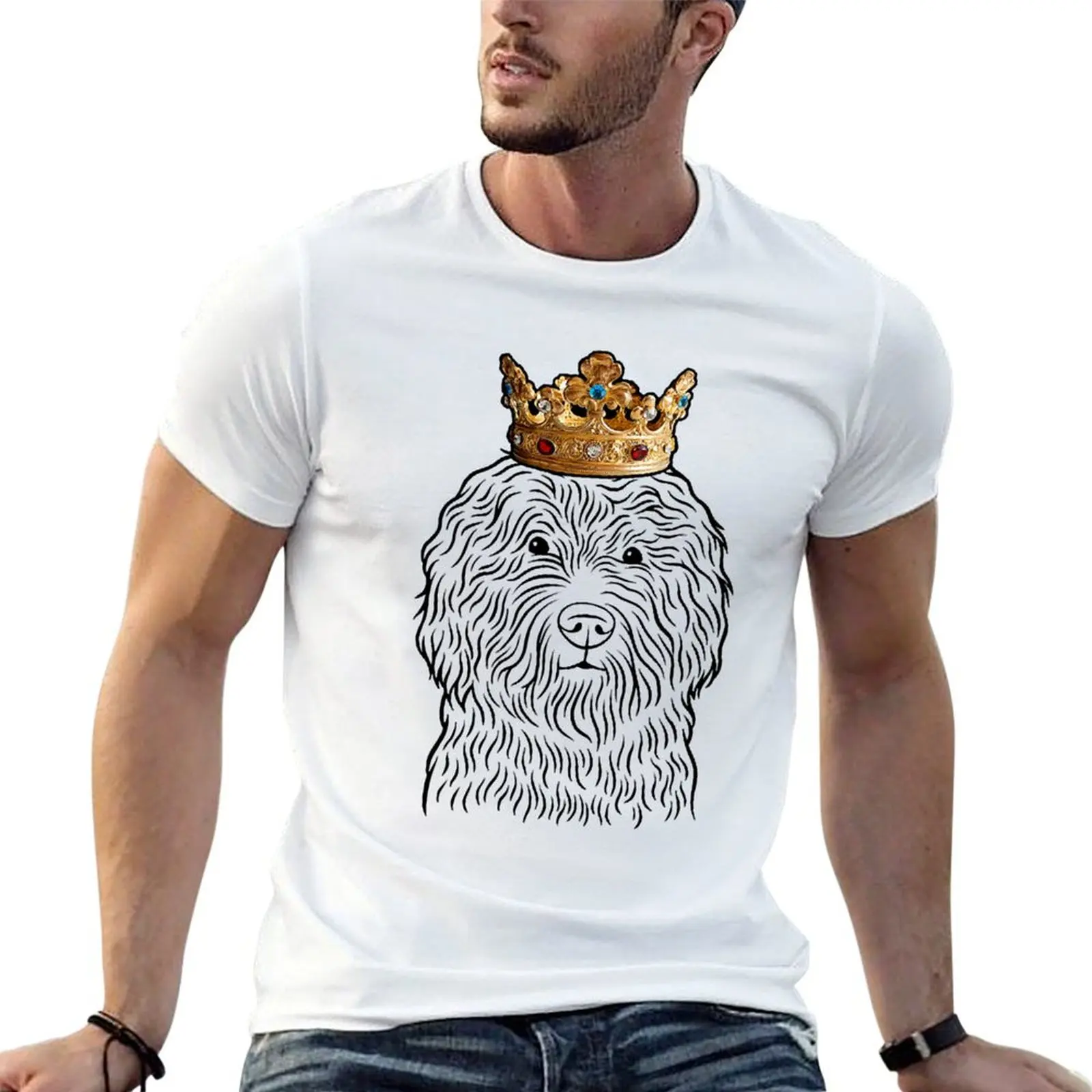 Camiseta Barbet Dog King Queen Wearing Crown, camiseta para hombre, camiseta esencial 100 por ciento algodón, camiseta