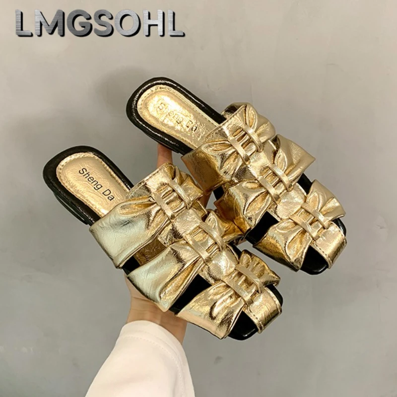 

Leopard Women Flats Slippers New Square Toe Mules Shoes Fashion Sandals 2025 Summer Casual Slingback Flip Flops Woman Sandalias