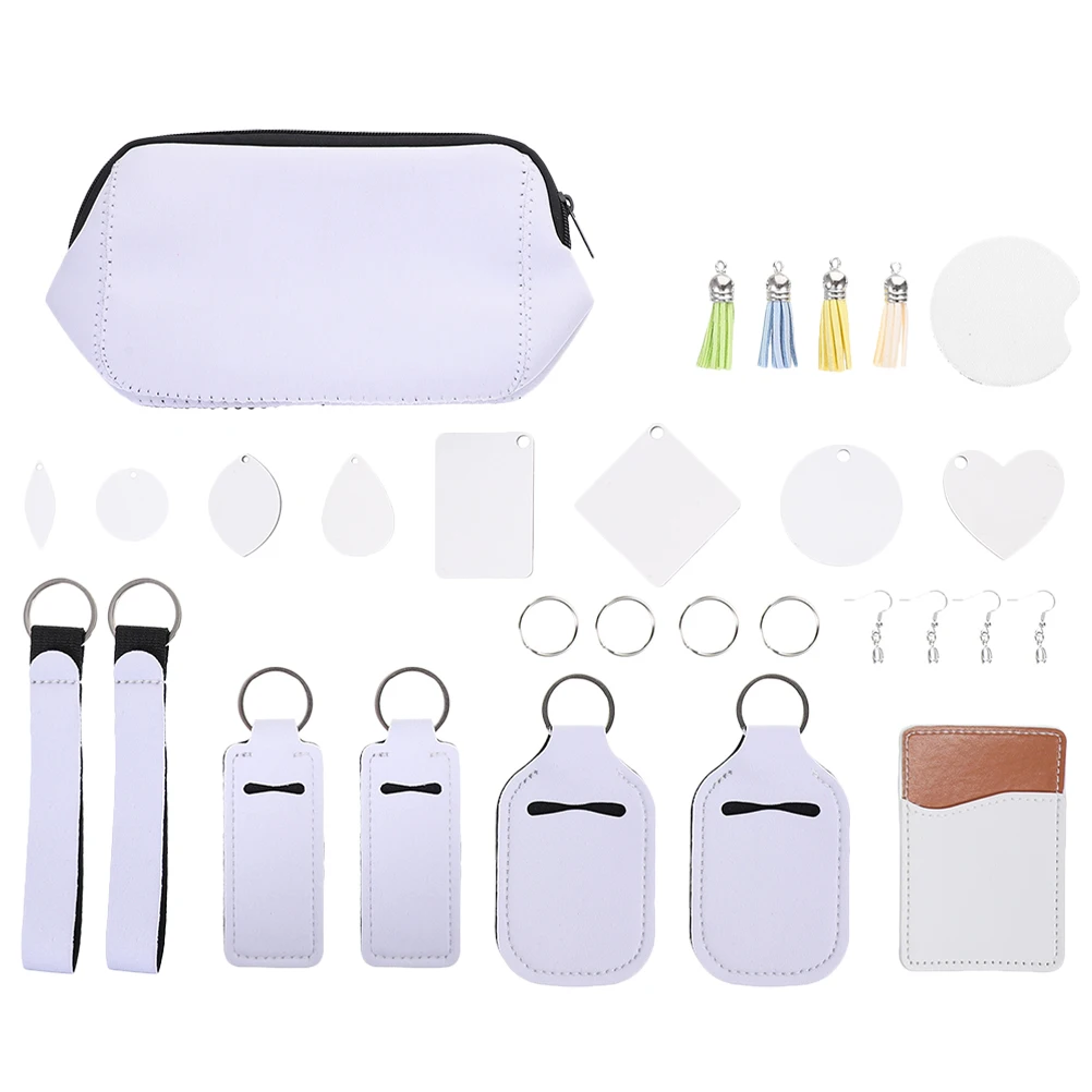 1 set Keychain Set DIY Heat Transfer Accessories Handmade Craft Supply Blanks Earrings Pendants Bags Durable for Friends