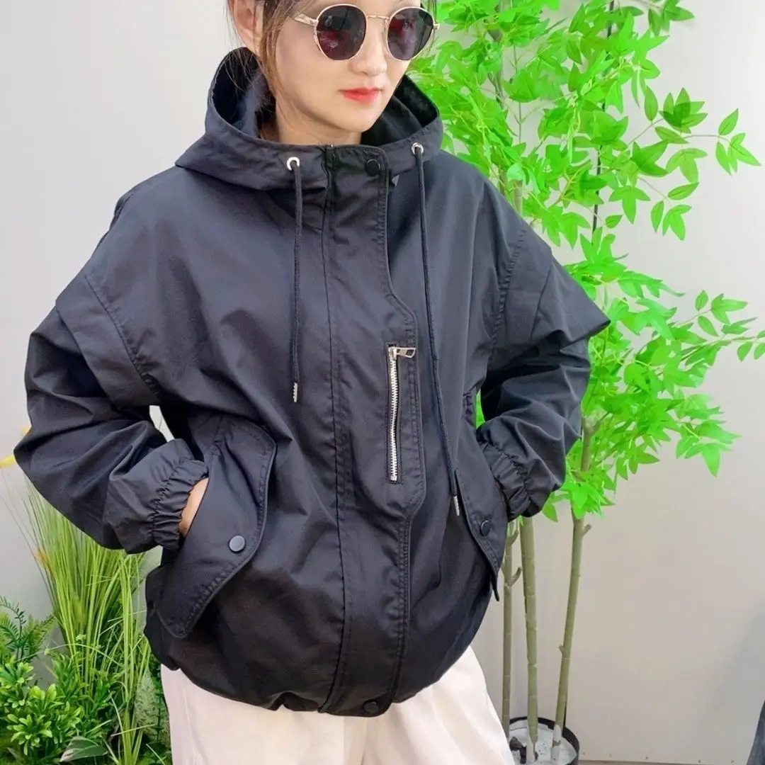 Veste à capuche ample et courte pour femme, nouvelle collection printemps et automne 2025