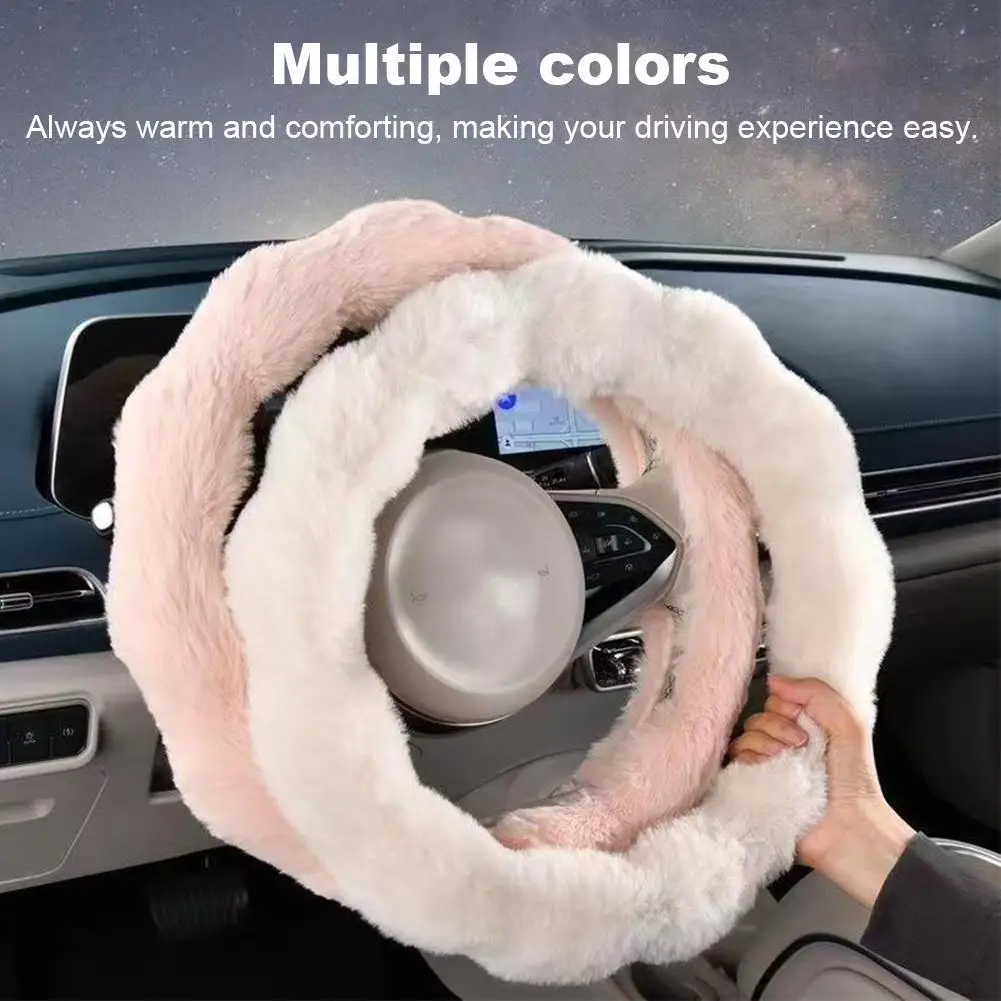 Car Steering Wheel Cover Plush Winter Warm Steering Qheel Grip Cover Non-Slip Steering Wheel Protector Car Accessories