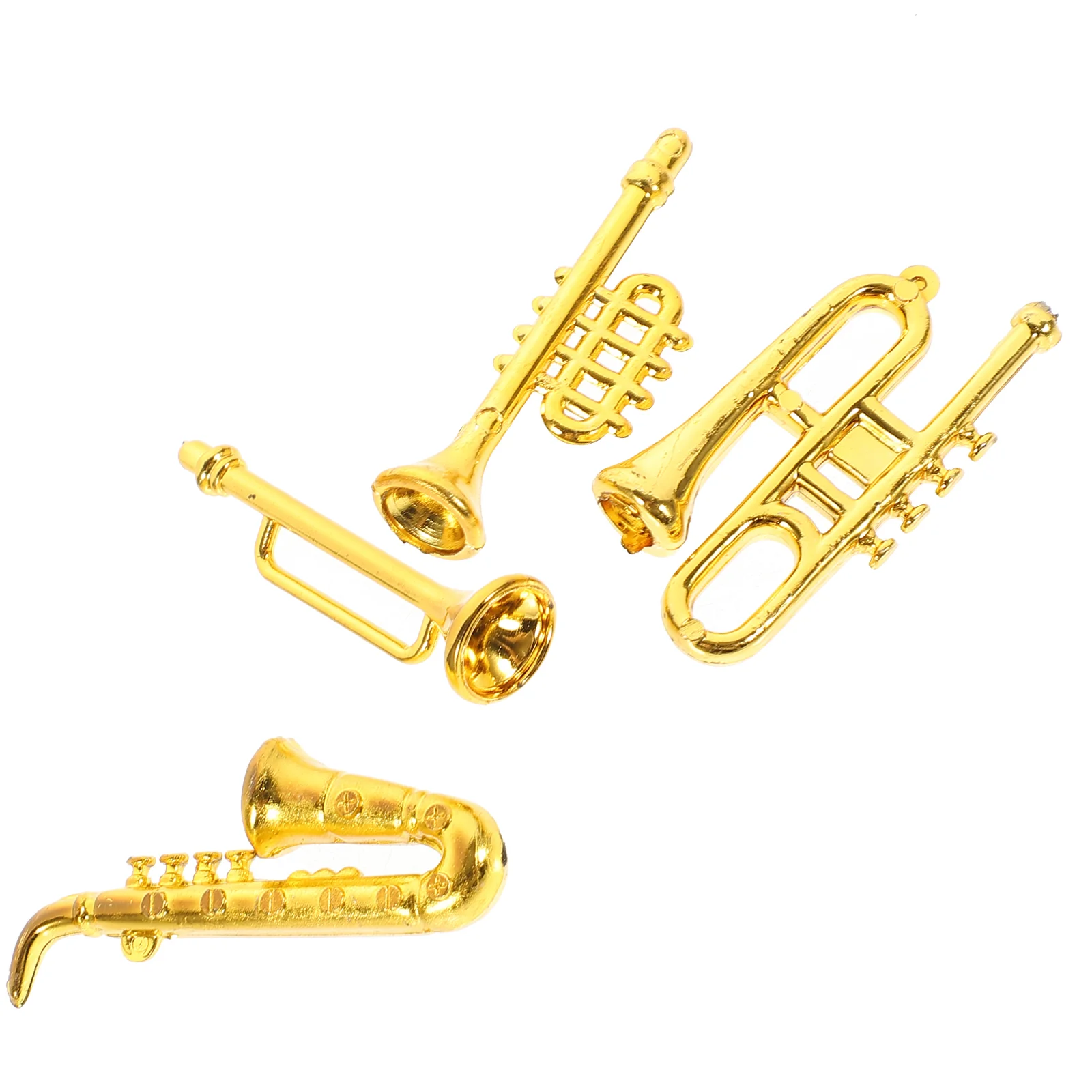 Classical Musical Instrument Mini Decor Ornament Trumpet Saxophone Golden Decorative Preschool