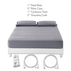 Sábana de puesta a tierra de cama de alta calidad y 2 fundas de almohada, cable de cobre conductor para protección de la salud, Textiles para el hogar