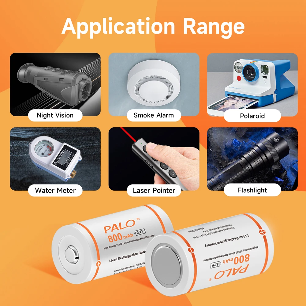 PALO CR123 CR123A Rechargeable Battery 3.7V 16340 RCR123 CR17335 CR17345 Li-Ion Battery For Flashlight  Arlo Security Camera view 6
