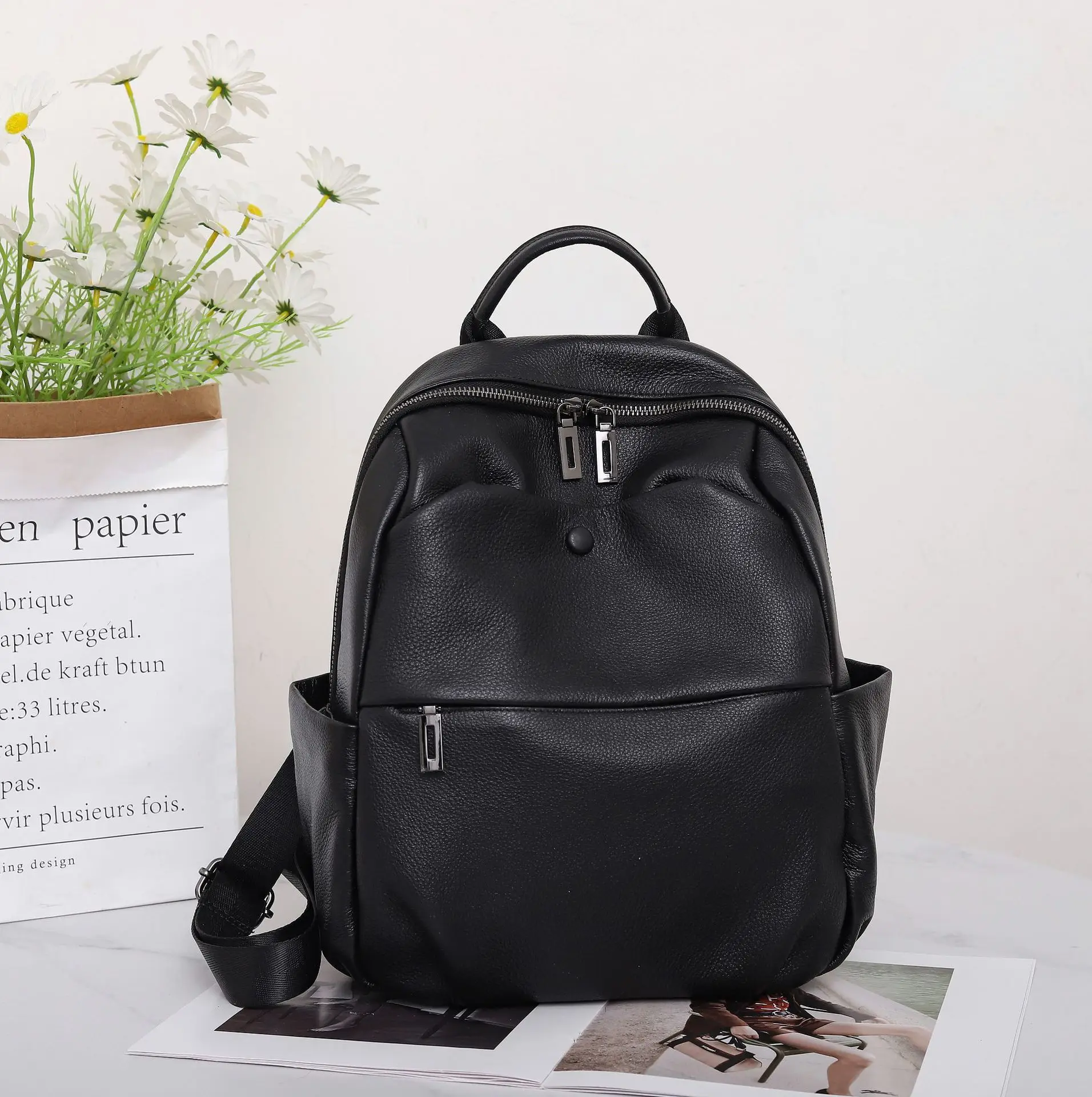 Casual Woman Genuine Leather Backpack 2026 New Real Cow Leather Tote Bags For Ladies Fashion Cowhide Shoulder Bag