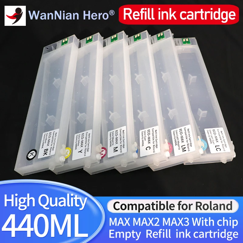 440ML ECO-SOL MAX MAX2 MAX3 Empty Refill ink Cartridge for Roland BN-20 RE-640 RS-640 RS540 Xj-640 XC540 VS-640 VS-540 420 VS300