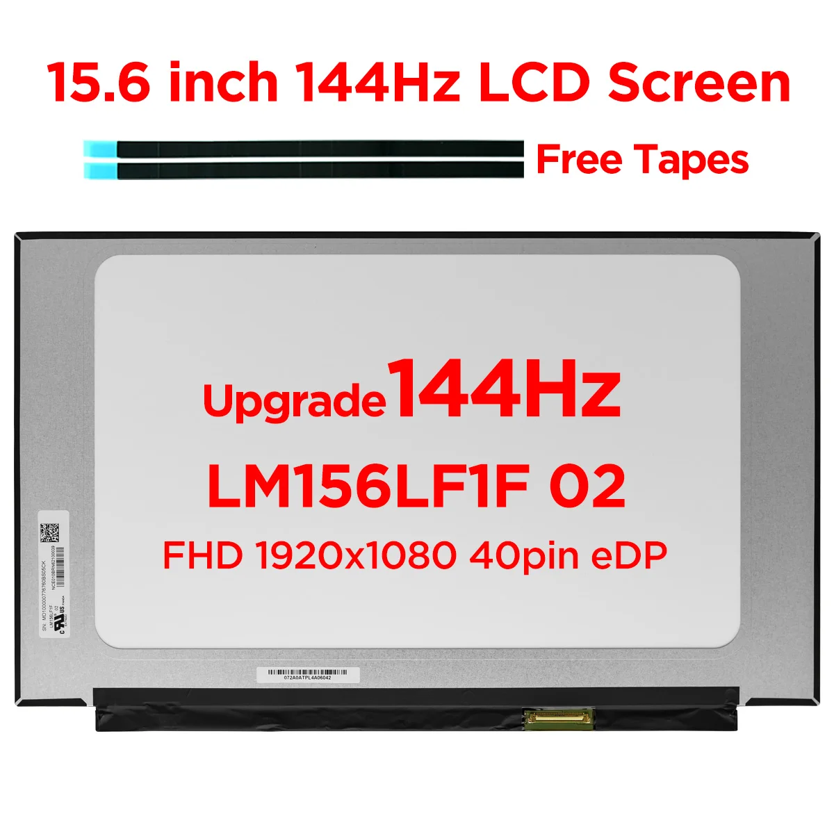 15.6-inch 144Hz Laptop LCD Screen LM156LF1F02 NV156FHM-N4G for Xiaomi Mi NoteBook Gaming 2019 72% NTSC Display Panel 40pin eDP