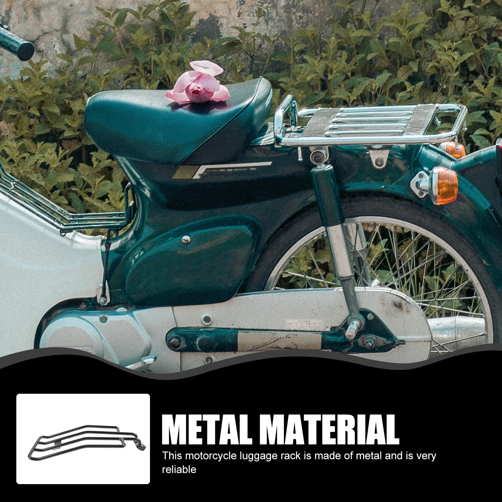 

Metal Motorcycle Luggage Rack Rear Shelf Black Heavy Duty Support Frame Trip Storage Solution For Accessories Parts