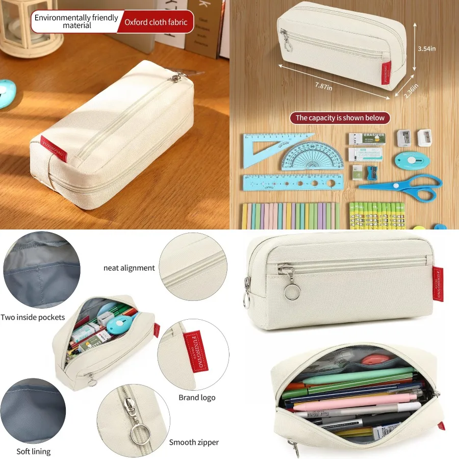 

FUXINGYAO большой вместительный пенал для ручек, офисный большой чехол для хранения, простая сумка для канцелярских принадлежностей, чехол-держатель, органайзер для взрослых - белый