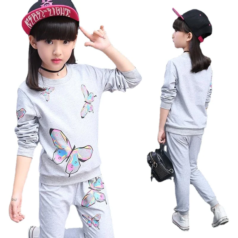 Children Sets New Spring and Autumn Kids Underwear O-Collar Warm Suit Casual Fashion Clothes Baby Girls 2 8 9 10 11 12 Years Old