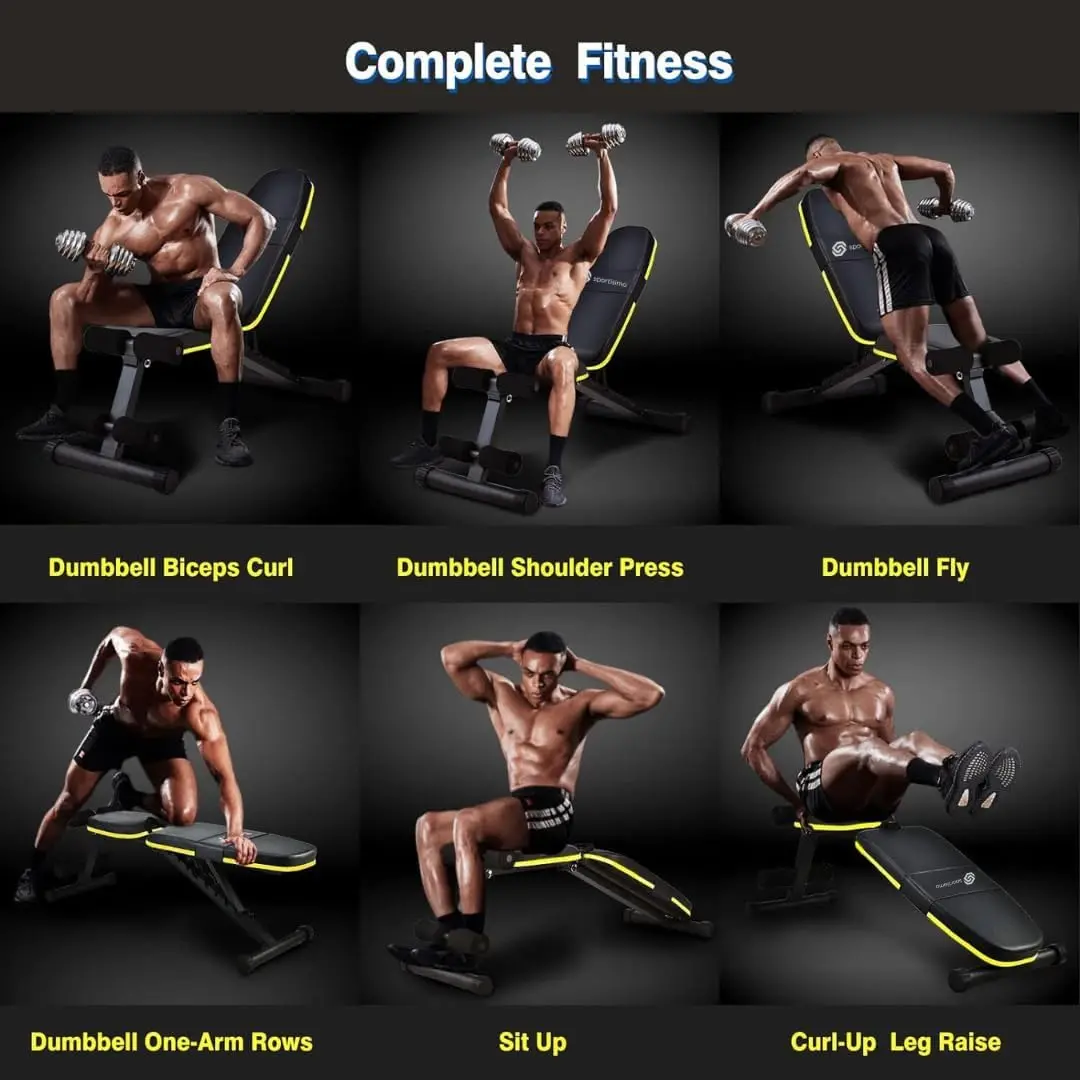 Adjustable Folding Weight Bench Versatile 7 Positions (Incline/Decline/Flat) 700 Lbs Capacity Reinforced Stainless