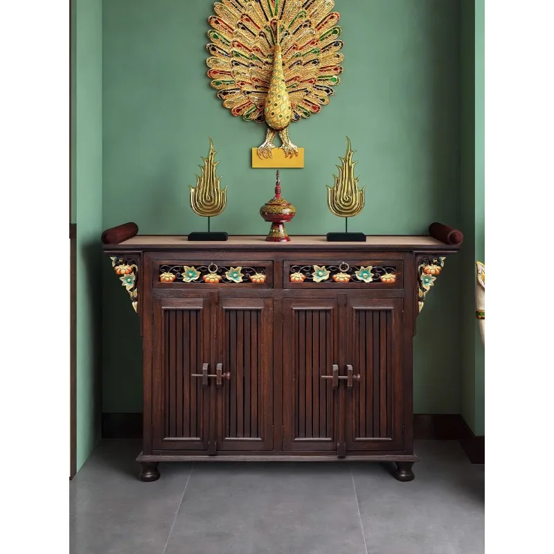 

Thai Furniture Beauty Salon Decorative Cabinet South East Asia Style Living Room Retro Foyer Room Cabinet Thai Entrance Cabinet