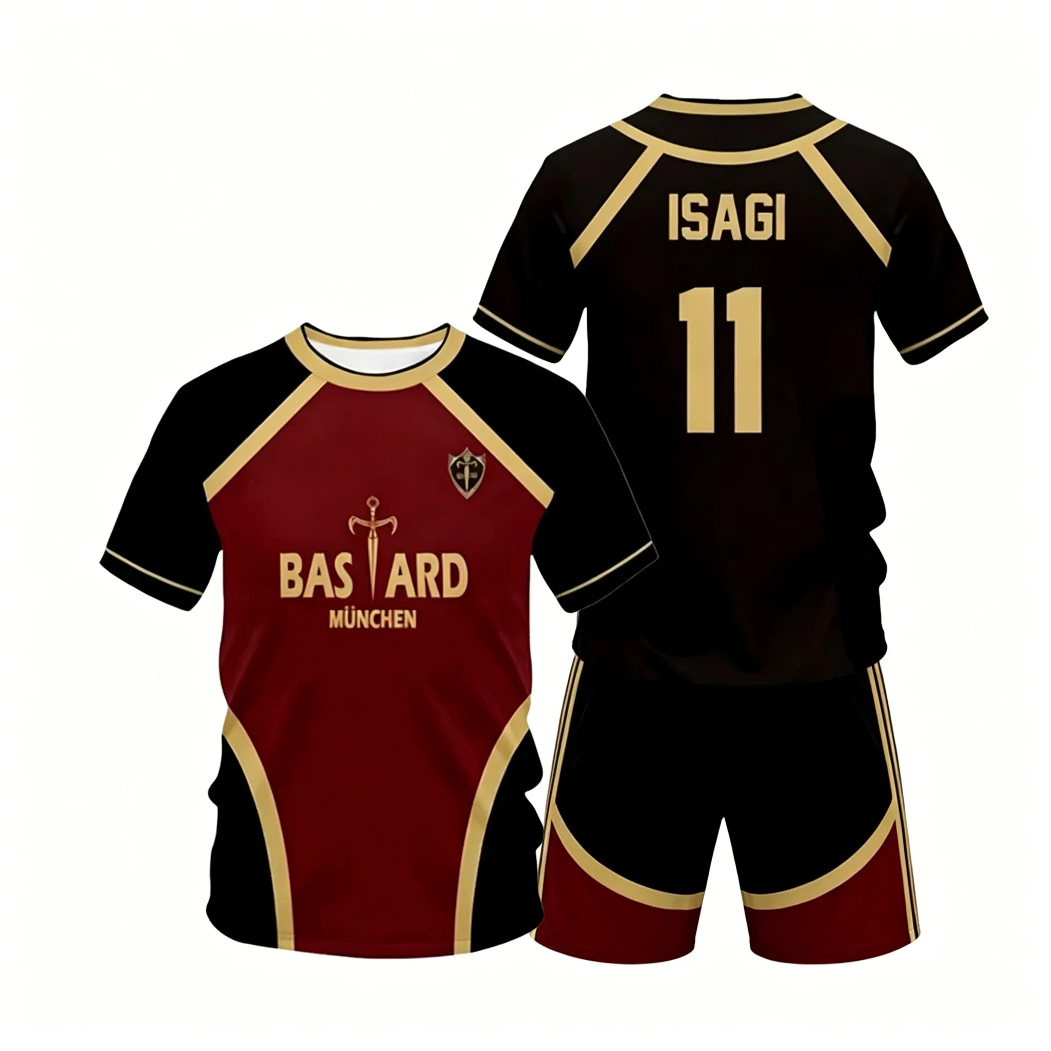 New Anime Blue Lock Short Sleeve shorts Set Futsal Football Pattern VL Replika T Shirt Sets Soccer Club Cosplay Unisex Jersey