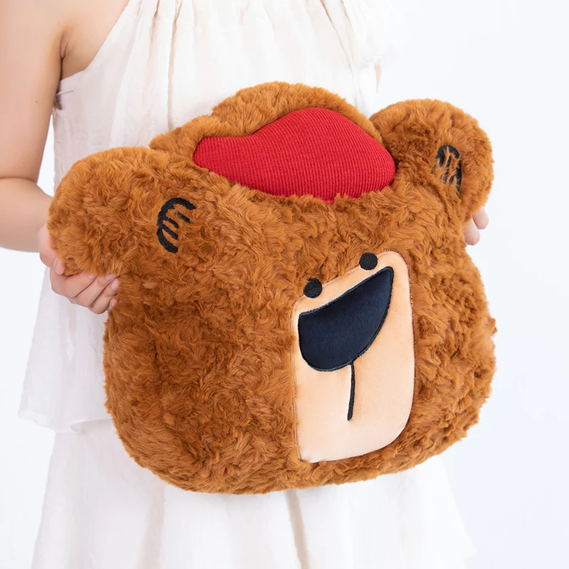 Kawaii Birthday Bear Plush Pillow Toy Fluffy Cartoon Bear Throw Pillow Back Cushion Cute Home Party Decor Kids Birthday Gift