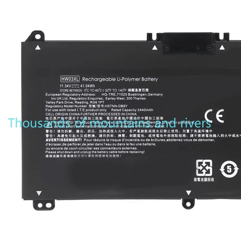 

New Laptop Battery HW03XL for HP 15-EG0067ST HSTNN-IB90 LB8U L97300-005 11.34V 3470mAh 3 Cells Replacement Battery