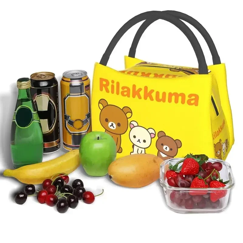 Kawaii Cartoon Rilakkuma Bear borse da pranzo isolate per ufficio di lavoro portatile Cooler Thermal Lunch Box Women