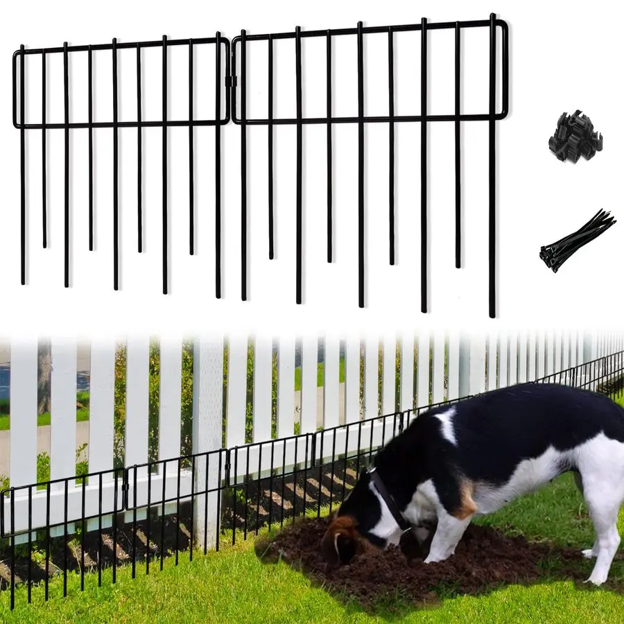 

Barrier Fence, 19 Pcs 12InH x 20.5FtL Upgrade 1.26 in Gap Decorative Fences No Dig Fence for Rabbit and Dog, Rustproof Metal Wir