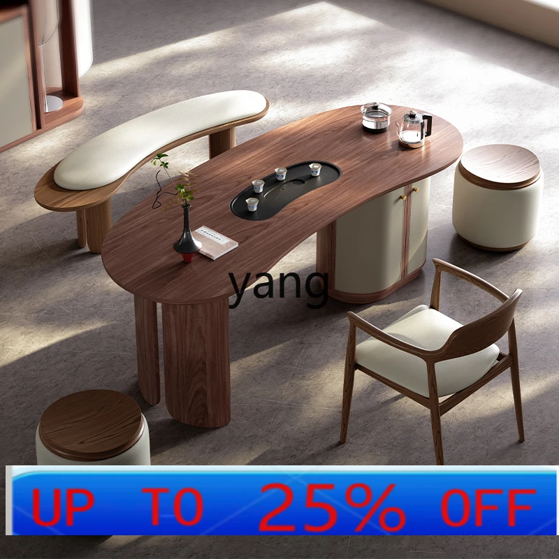

LTT high-end tea table and chair combination table, high-end walnut surface, modern tea table
