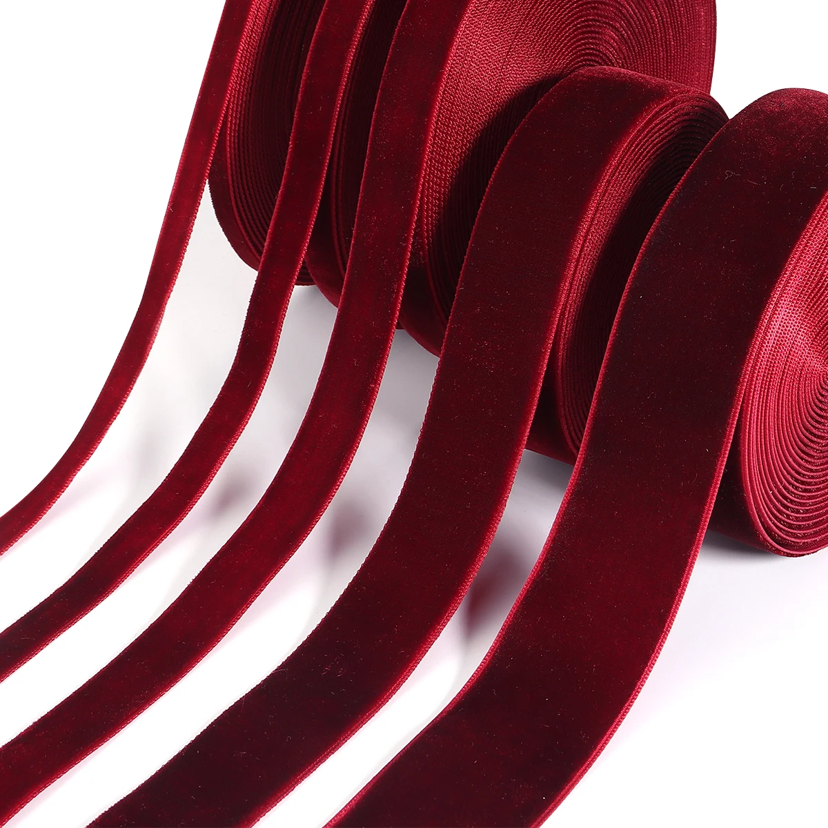 5-10Yards/Roll Velvet Ribbons Wine Red Black Color Single Face Flocking Webbing For DIY Christmas Crafts Wrapping Decoration