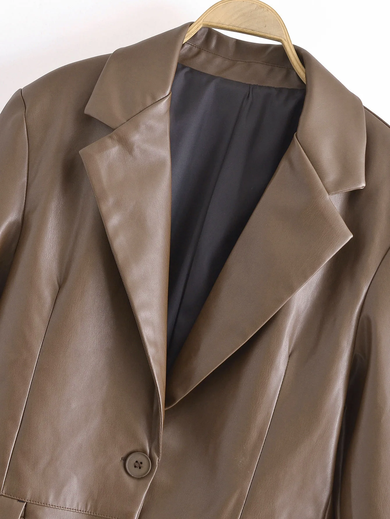 2025 autunno nuovo abbigliamento femminile europeo e americano moda di strada stile casual impiombato ​ ​ blazer in similpelle