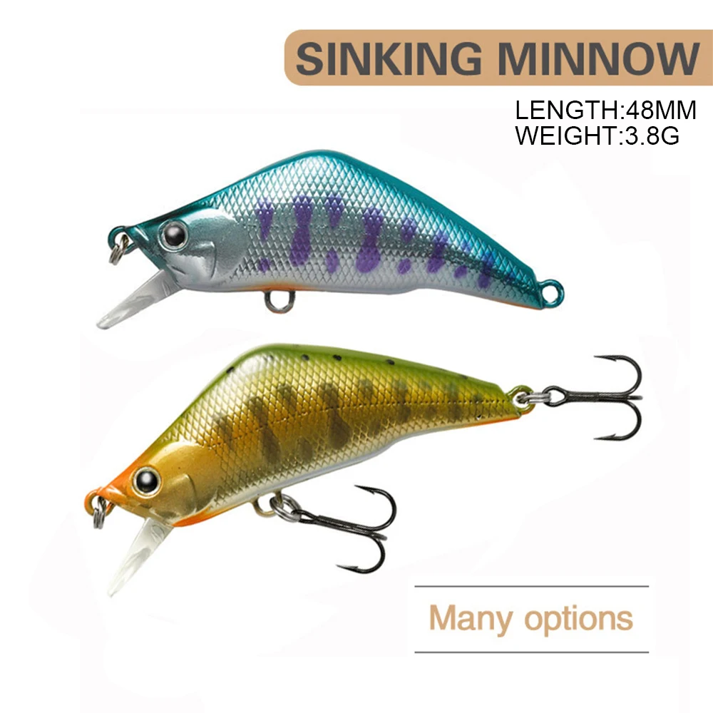 4.8cm 3.8g Fishing Lure Micro Minnow Wobbler TIM48S Sinking Artificial Hard Bait Jerkbait Swimbait Mini Stream Trout Bass Bait