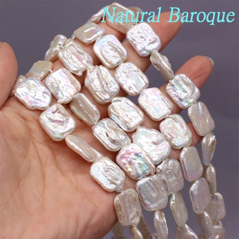 

Natural Freshwater Baroque Pearl Beads Rectangle Loose Spacer Bead AAA Quality for Jewelry Making Diy Necklace Earring Supply