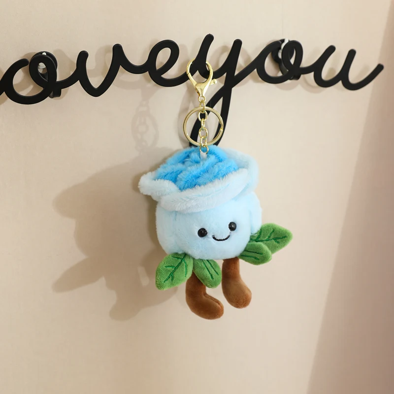 Portachiavi in peluche con fiore artificiale Kawaii Ciondolo in peluche con rosa carina Portachiavi con animali morbidi Portachiavi con fibbia per chiave per auto Borsa da donna per ragazza