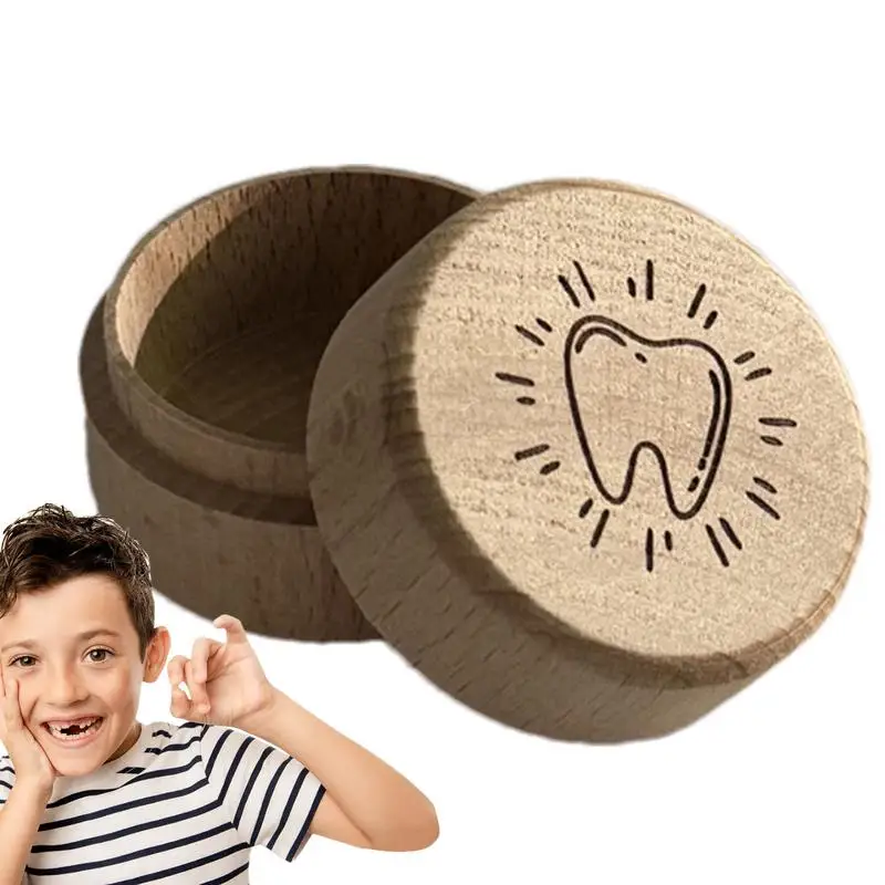 Tooth Keepsake Box porable Wooden Fairy Tooth Storage Holder Tooth Container Saver Box For Boys Girls Kids Bedroom Home Storage