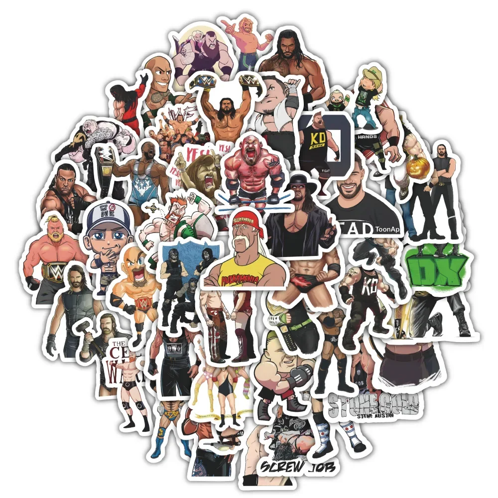 10/60 قطعة WWE القرطاسية ملصق المصارعة الكرتون الكتابة على الجدران ميمي ملصقات سيارة محمول على ظهره ملصق المنزل مقاوم للماء اللعب الكلاسيكية
