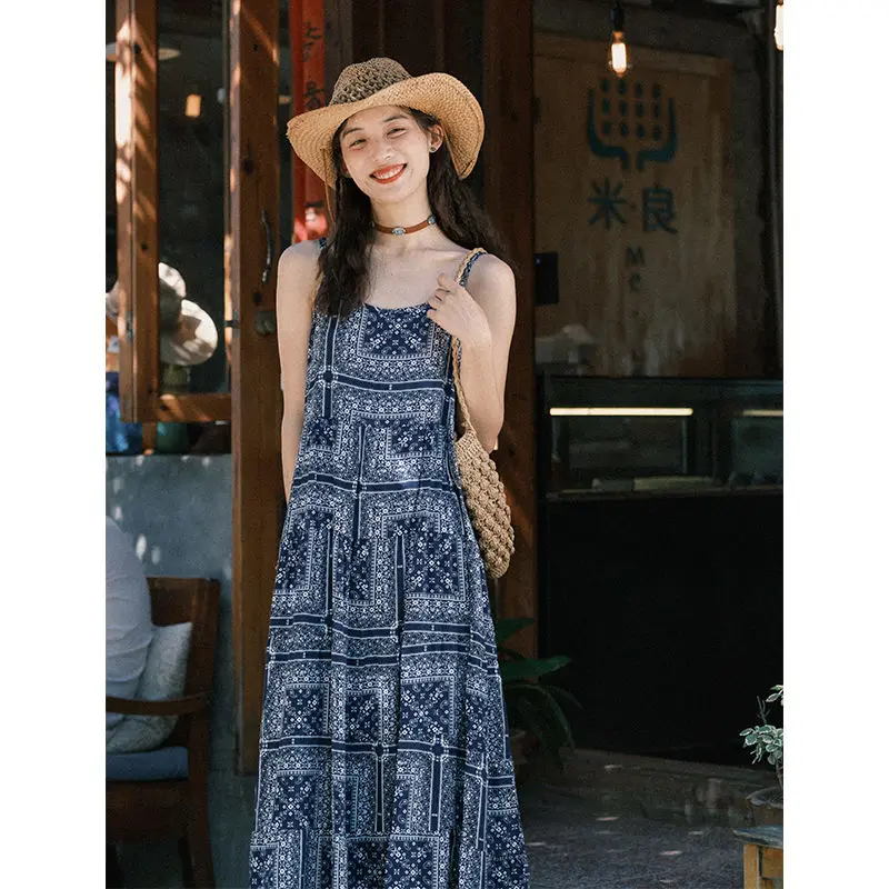 Creative Chinese Style Maternity Strap Dress Summer A-line Dress Maternity Floral Dress Ethnic Style Maternity Long Dress LE979